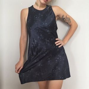 Navy Silk Vintage Floral Dress